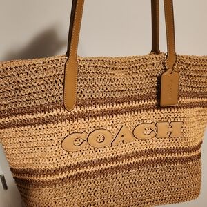 Coach Straw Woven City Tote Bag